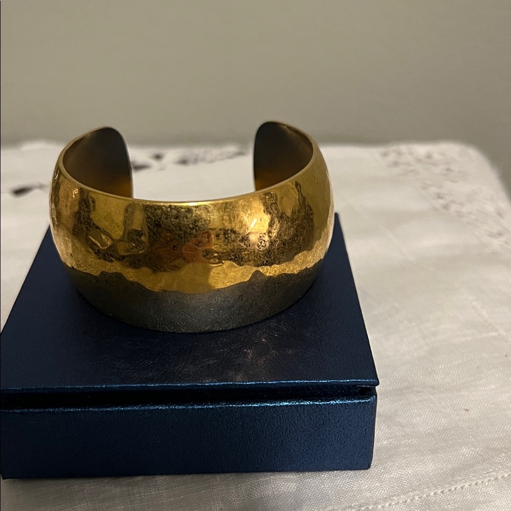 Gold Plated Hammered vintage Monet Cuff Bracelet
